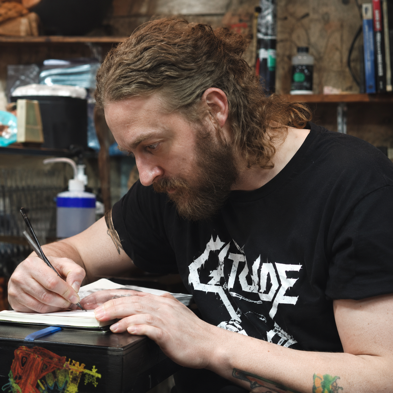 Brenton Pfaff, tattoo artist and piercer at Mindcrusher Tattoo