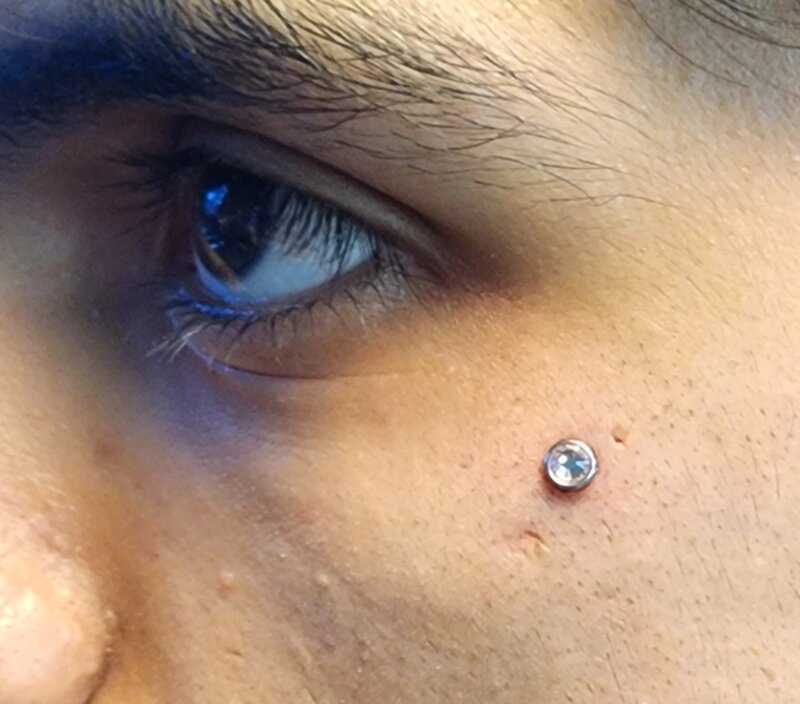 Dermal piercing done at Mindcrusher Tattoo, Rogers Park Chicago